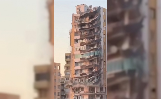 Yarısı yıkılan binanın 11'inci katında buzdolabı asılı kaldı (2)