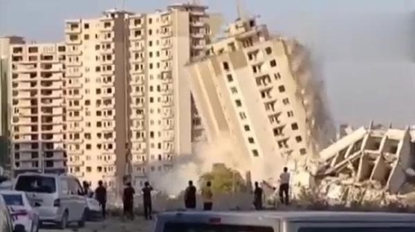 Hatay'da 16 katlı rezidans dinamitle yıkıldı