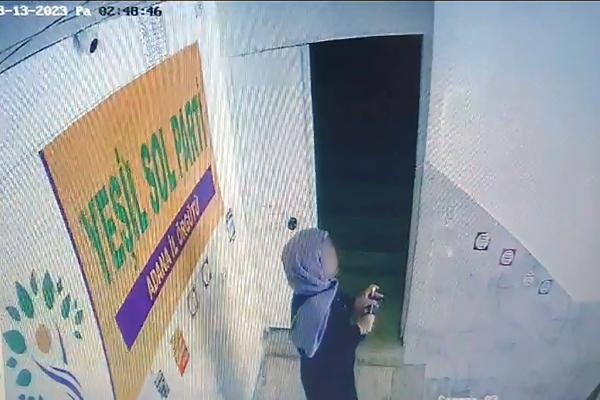 HDP İl Başkanlığı'nın kapısının önüne ispirto bırakan kadın serbest