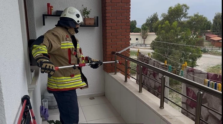 Arsuz’da evin balkonunda yılan paniği
