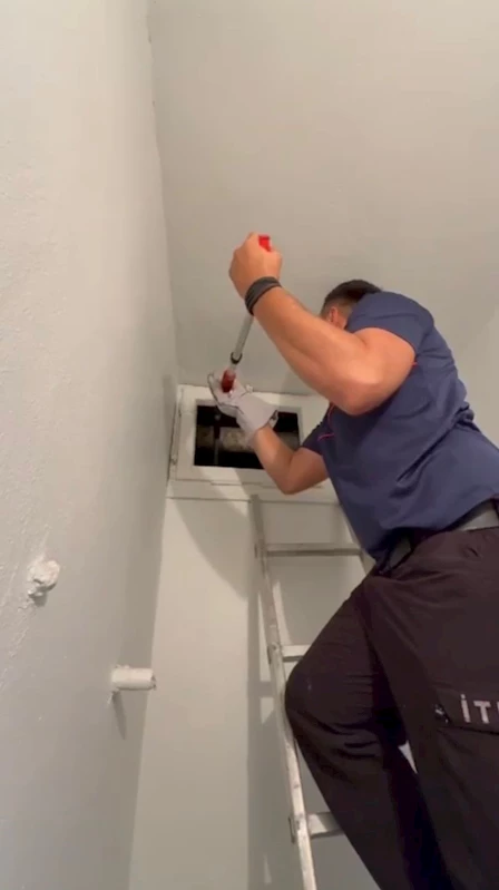 Osmaniye’de havalandırma boşluğuna düşen yavru kedi kurtarıldı
